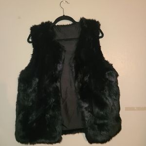 Black faux fur vest